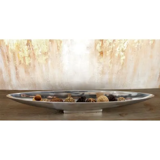 30" Silver Aluminum Modern Boat Tray {6}