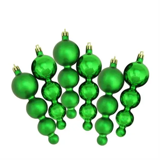 6ct Shiny & Matte 5.75" Finial Shatterproof Ornaments, Christmas Green {3}