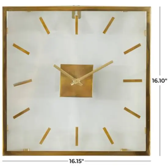 16" Gold Stainless Steel Wall Clock with Clear Face {6}