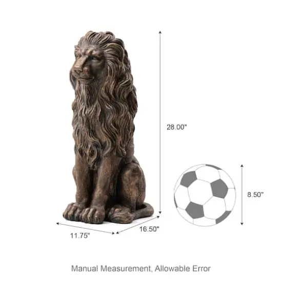 Glitzhome® 2ft. Oversized Bronze Sitting Lion Garden Statue {9}