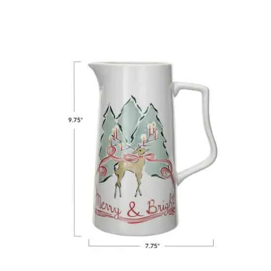 Hello Honey&reg; 2qt. Multicolor Reindeer Stoneware Pitcher {4}