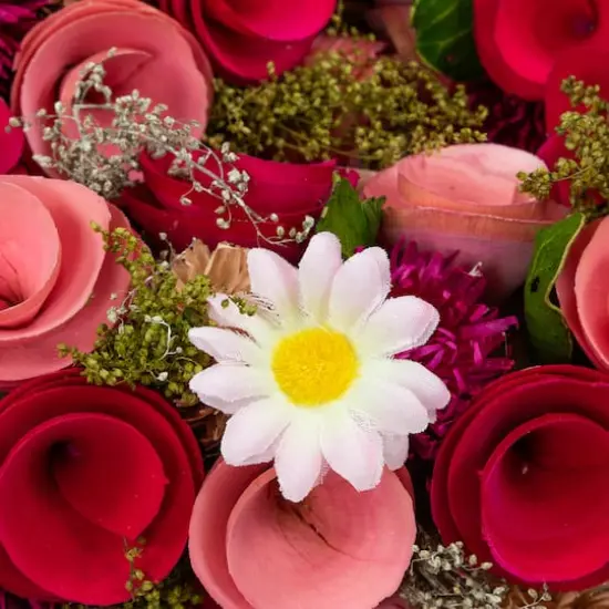 10.25" Mixed Floral & Berries Artificial Valentine's Day Heart Wreath {5}