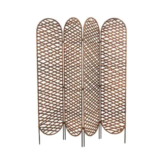 6ft. Copper Metal Geometric Handmade Foldable Freestanding Woven Room Divider Screen {1}