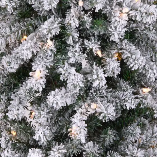 6.5ft. Pre-Lit Snowy Grand Alpine Slim Artificial Christmas Tree, Clear Lights {4}