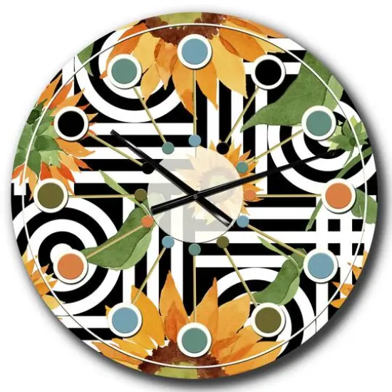 Designart 'Retro Floral Botanical Ii Mid-Century Modern Wall Clock {1}