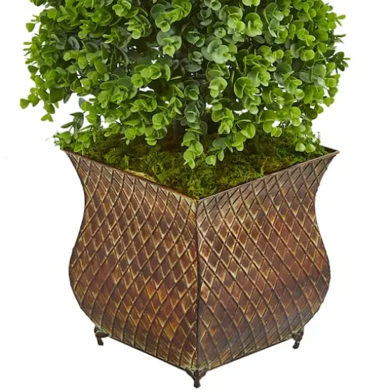 3.5ft. Eucalyptus Cone Topiary Tree in Metal Planter {4}