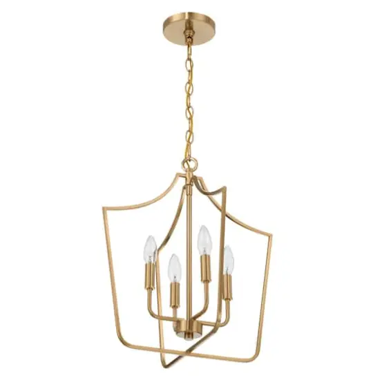 Hello Honey&reg; Constance Brushed Gold Tapered Metal 4-Light Candelabra Chandelier Style Ceiling Light {1}