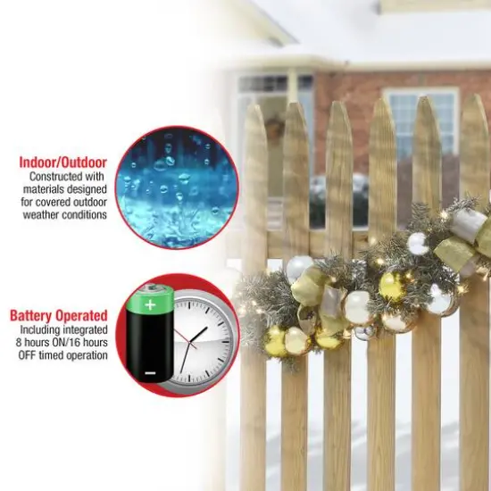 9ft. Pre-Lit Gold Ornament Metallic Garland {9}