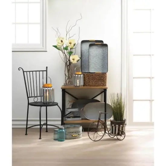 10.5" Large Galvanized Metal Lantern {4}