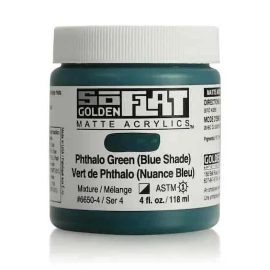 Golden&reg; SoFlat Matte Acrylic Paint, 4oz. Phthalo Green (Blue Shade) {1}