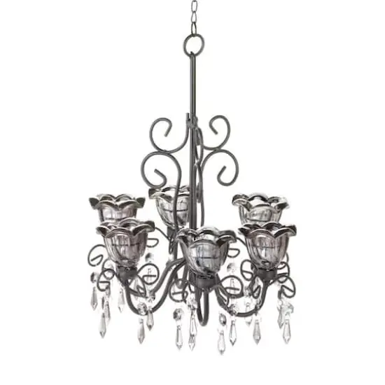 12.75" Midnight Blooms Candle Chandelier {1}