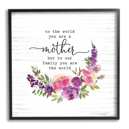 Stupell Industries Sentimental Mother's Day Flower Quote Watercolor Detail Framed Giclee Art Black {1}