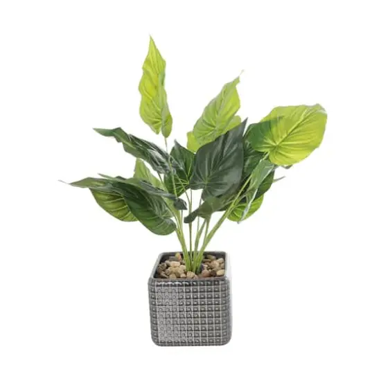 20" Green Foliage Artificial Plant with Black Ceramic Pot {7}