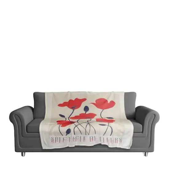 Spectacle De Fleurs 50" x 60" Coral Fleece Blanket {4}