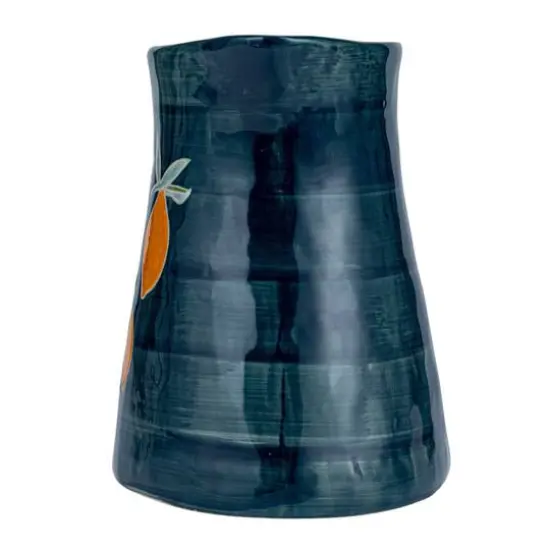 Hello Honey&reg; 9.5" Hand-Painted Multicolor Wax Relief Flowers Stoneware Pitcher {7}