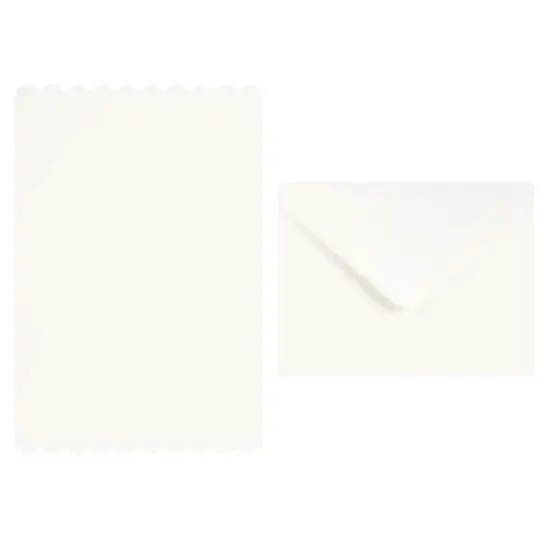 Scalloped Folded Cards & Envelopes by Recollections&trade;, 4.25" x 5.5" Ivory {3}