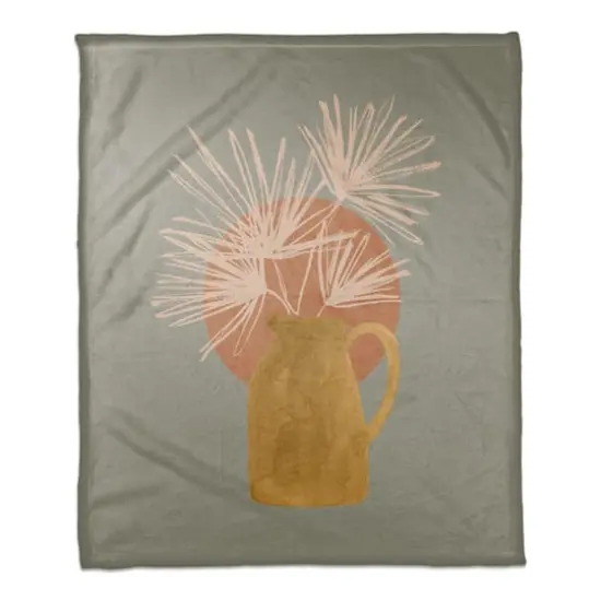 Sunkist Vase Coral Fleece Throw Blanket {1}