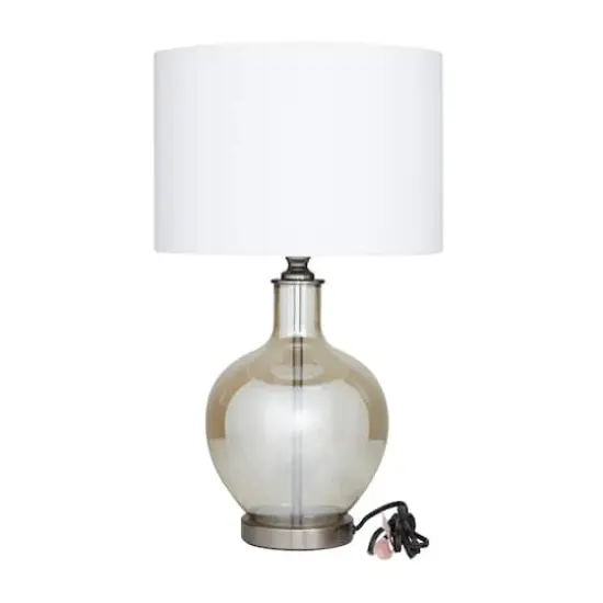 White Polyester Traditional Table Lamp, 27" x 17" x 17" {3}