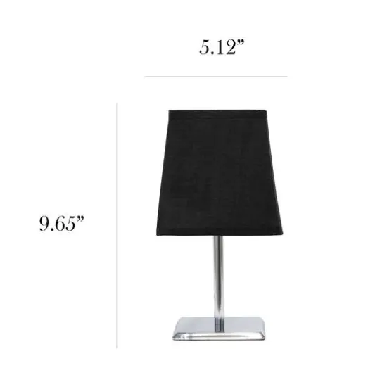 Simple Designs&trade; 9.5" Mini Chrome Table Lamp with Squared Empire Shade Black {4}