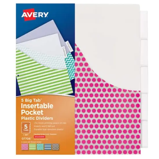Avery&reg; Big Tab&trade; Insertable Plastic Dividers with Pockets, 6 Packs of 5 {3}