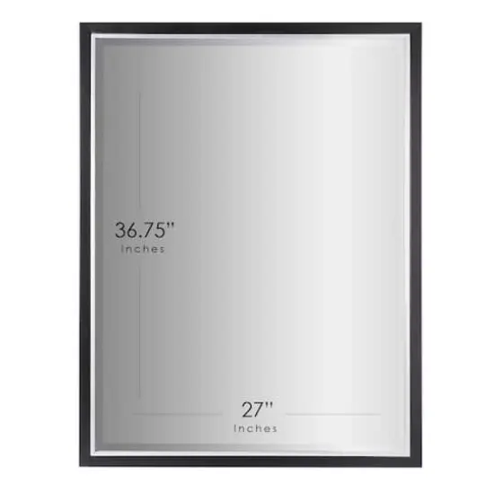 Brushed Black/Chrome Metal Framed Beveled Edge Wall Mirror - 30" x 40" {6}
