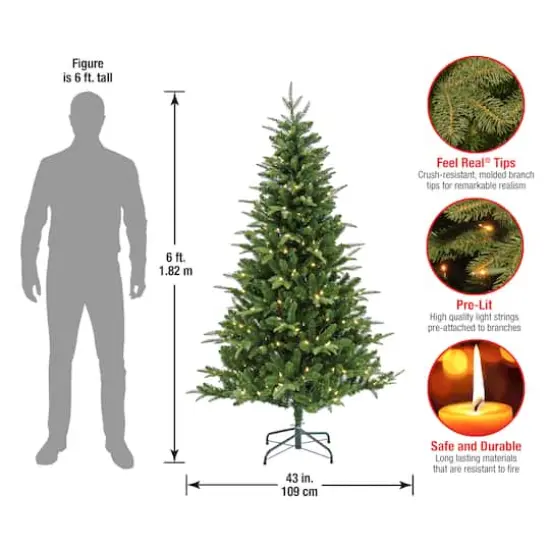 6ft. Pre-Lit Whatcom Pine Artificial Christmas Tree, Clear LED Lights {6}