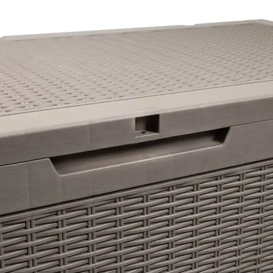 Honey Can Do 100gal Brown Wicker Resin Deck Box {11}