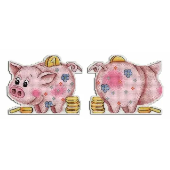 MP Studia Happy Piggy Bank Plastic Canvas Counted Cross Stitch Kit {1}