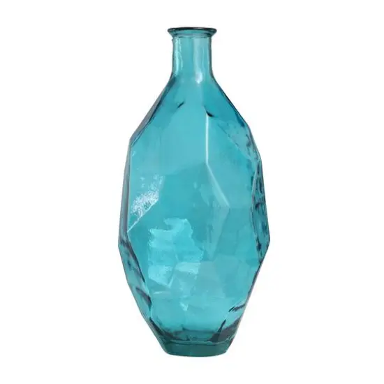 24" Teal Recycled Glass Tall Spanish Bottleneck Vase {3}