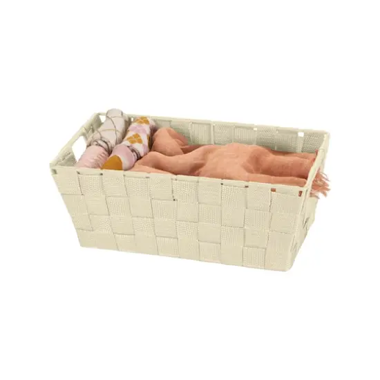 Simplify Small Woven Storage Shelf Bin Ivory {3}
