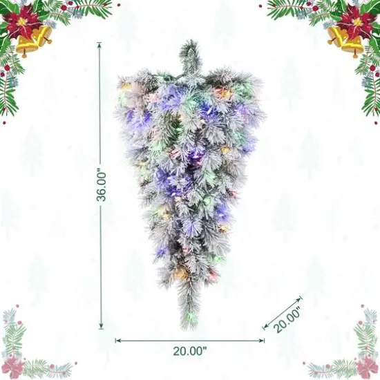 Glitzhome&reg; 3ft Pre-Lit Snow Flocked Greenery Pine Christmas Teardrop, Multicolor LED Lights and Timer {9}