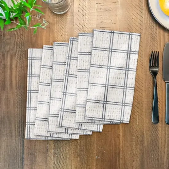 Slate Windowpane Pattern 10" x 10" Cotton Twill Napkin {4}