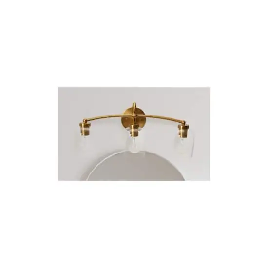Hello Honey&reg; Robert Stevenson Lighting Adrian Metal & Clear Glass 3-Light Vanity Brushed Gold {4}