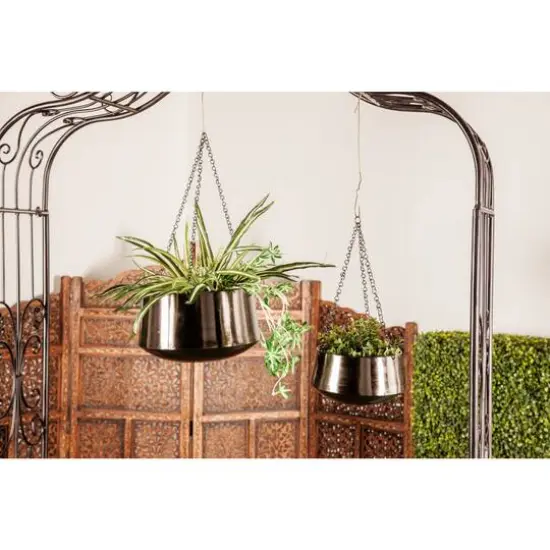 Black Metal Glam Planter Set, 5" & 7" {6}