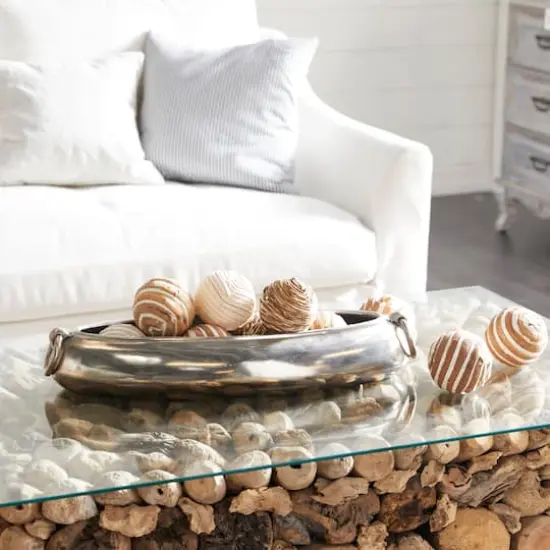 4" Mixed White & Natural Floral Vase Filler Orb Set {6}