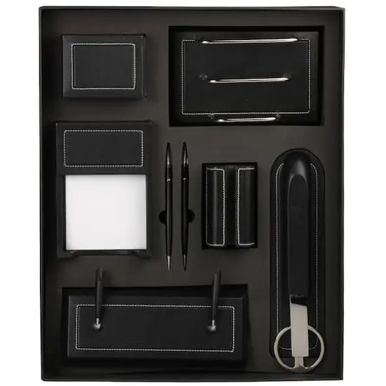 JAM Paper Black Leather Office Supply Set {5}