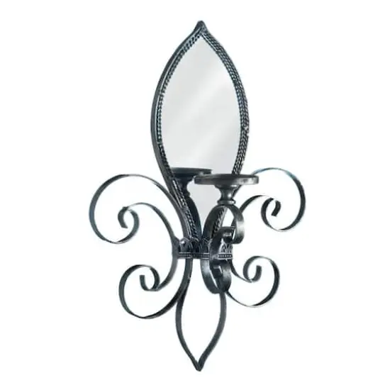 22" Mirrored Fleur-De-Lis Candle Wall Sconce {1}