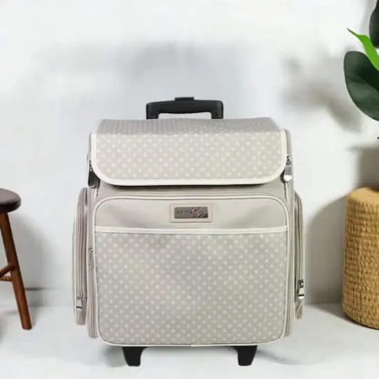 Everything Mary Tan Dot Rolling Scrapbooking Case {6}