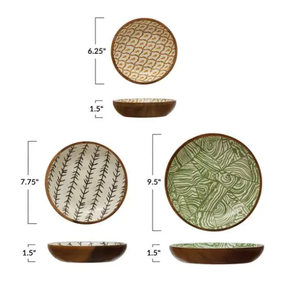 Hello Honey&reg; Enameled Acacia Wood Print Bowls Set {7}