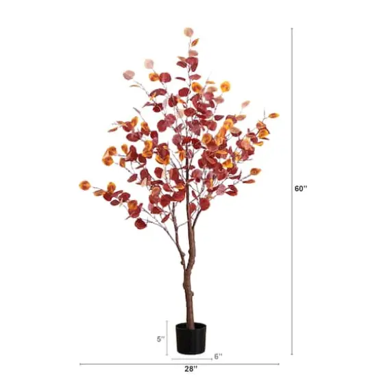 5ft. Pre-Lit LED Autumn Eucalyptus Artificial Fall Tree {5}