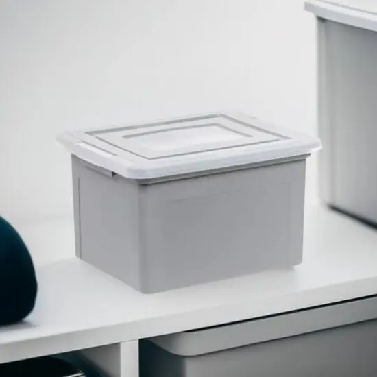 IRIS Gray & Clear 35qt. Snap Tight Plastic File Organizer Box With Lid {1}