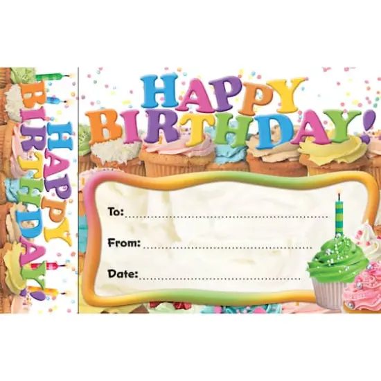 Edupress® Happy Birthday Cupcakes Bookmark Awards, 3 Packs of 30 {3}