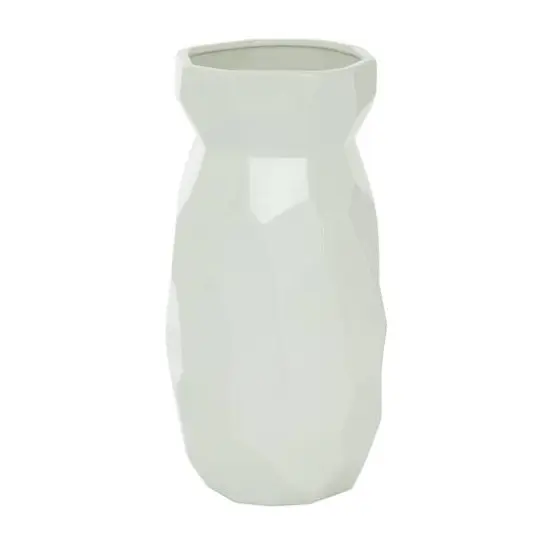 CosmoLiving by Cosmopolitan White Ceramic Modern Vase, 16" x 8" x 8" {3}