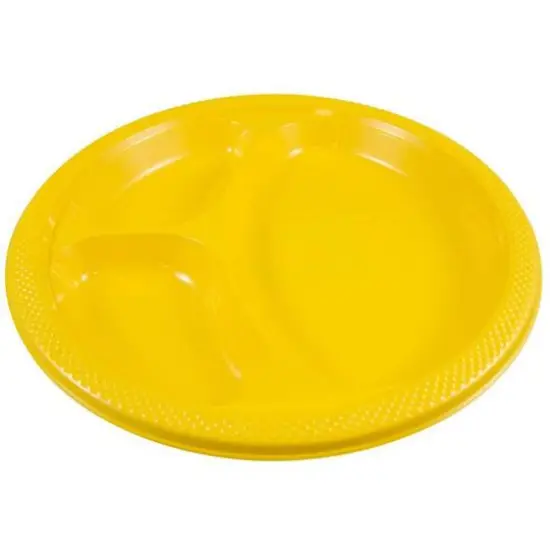 JAM Paper 10.25" Divided Plastic Party Plates, 20ct. Yellow {5}