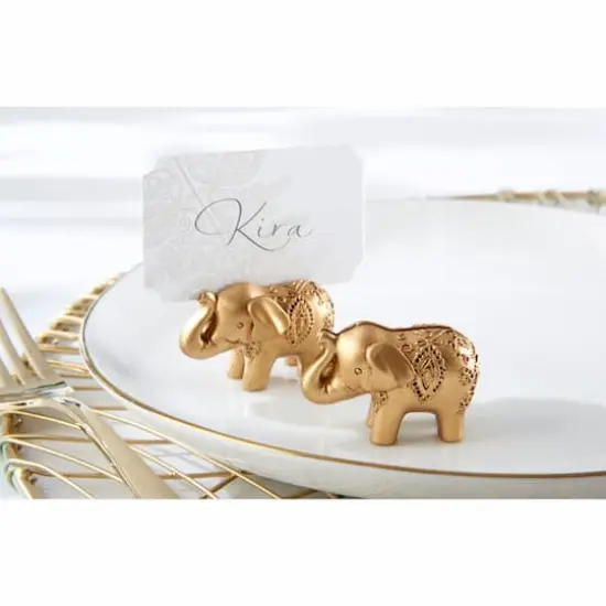Kate Aspen&reg; Lucky Golden Elephant Place Card Holder, 6ct. {3}