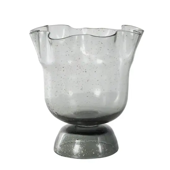 Black Glass Vase Set with Wavy Opening & Gold Speckles {4}