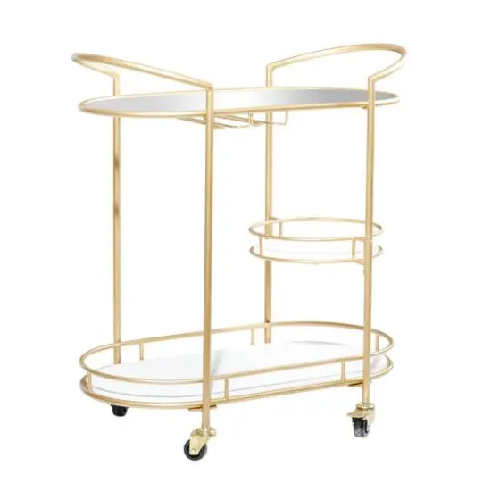 Gold Metal Contemporary Bar Cart, 33" x 31" x 16" {1}