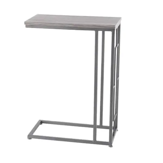 2ft. Gray Iron and Wood Contemporary Accent Table {4}