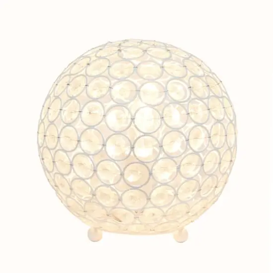 Lalia Home 8" Medium Metal Crystal Round Orb Table Lamp White {3}