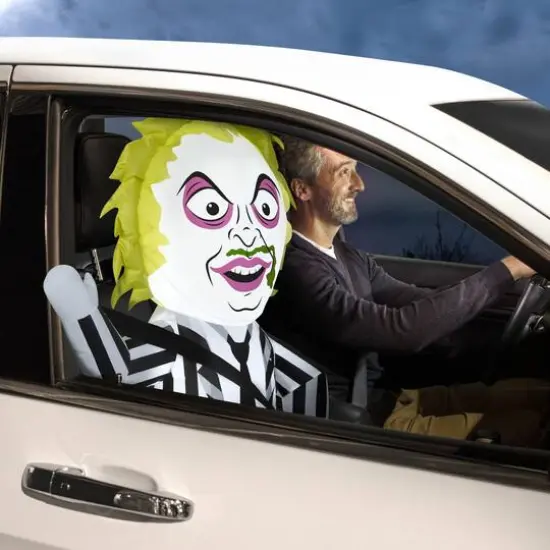 3ft. Airblown&reg; Inflatable Stylized Beetlejuice with Treat Sack Car Buddy {4}